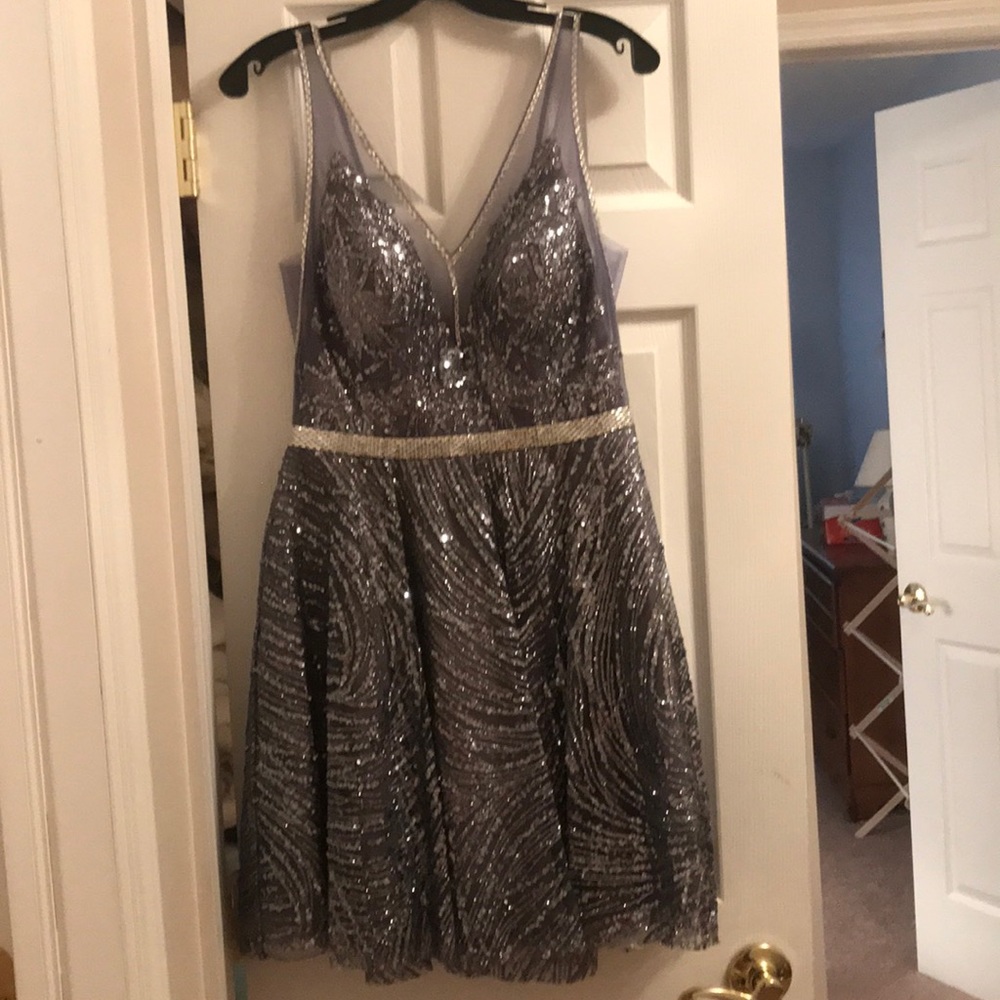 Charcoal color dress with sequins